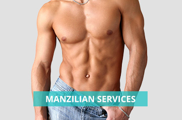 Muscular man enjoying his manzilian and men's laser hair removal treatments by IGBeauty.